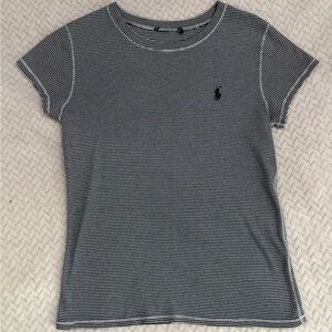 Ralph Lauren Black & White Striped Cotton Tee